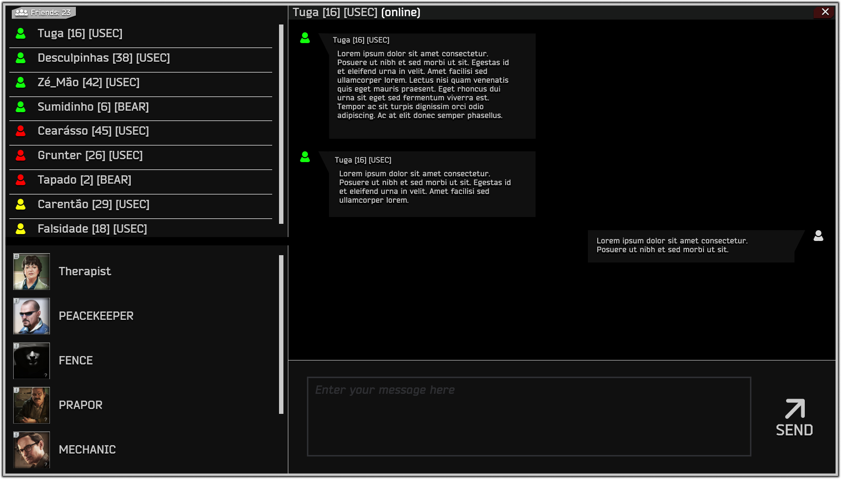 Menu with Friend List Integration
